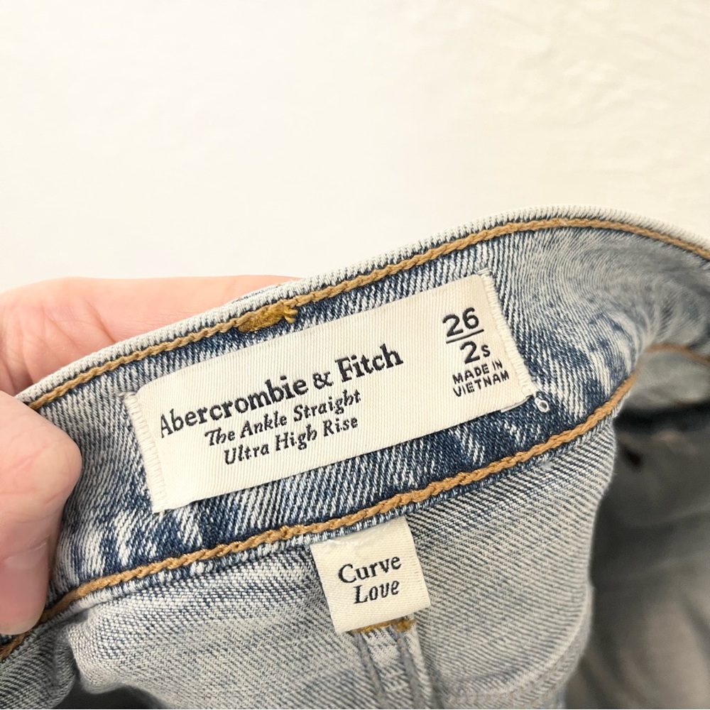 Abercrombie Fitch Jeans High Rise Straight Leg Patch Light Wash 26 2 Short - Picture 5 of 5